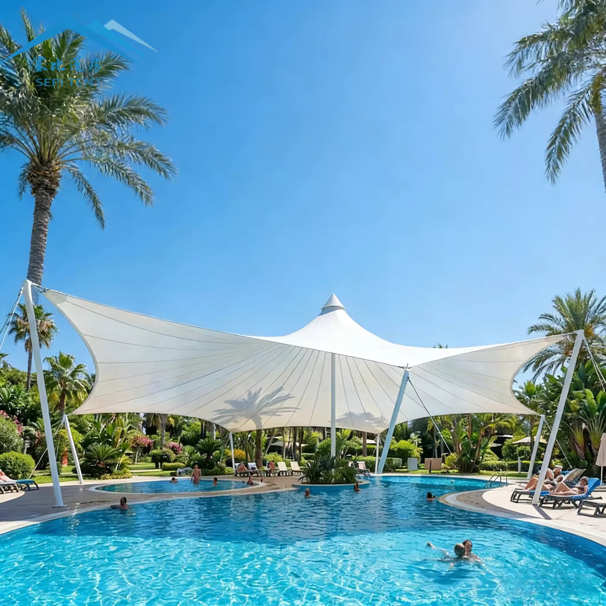 Swimming Pool Shades tensile structure by ArcShades